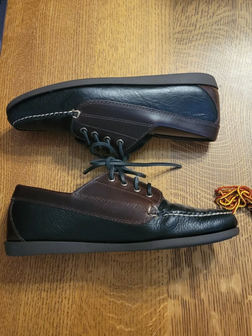 J. Crew Four-Eye Leather Lake Shoes - Whiskey & Black